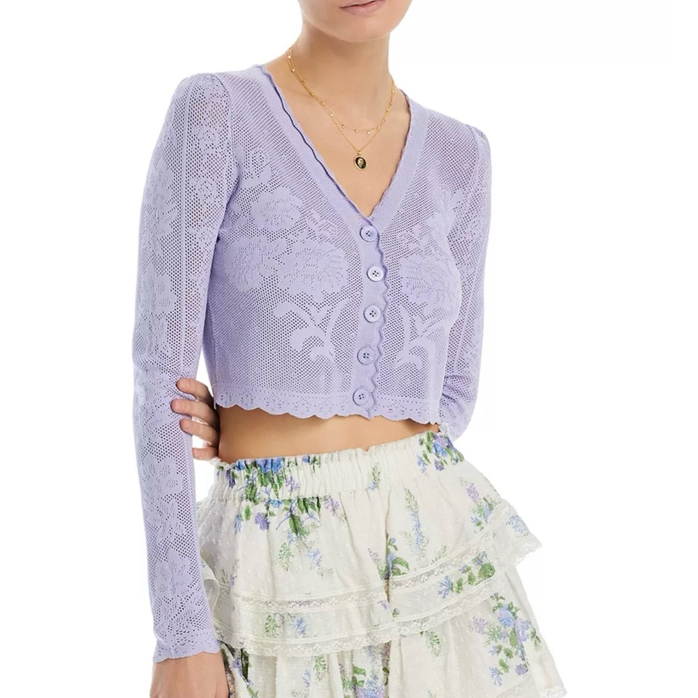 Lavender Floral Knit Cardigan